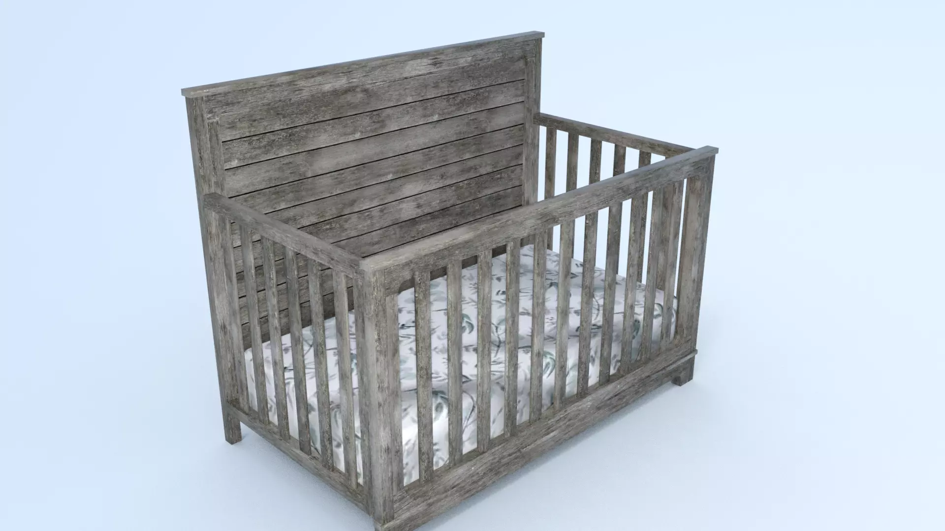 Baby Crib Low-poly 3D model_0