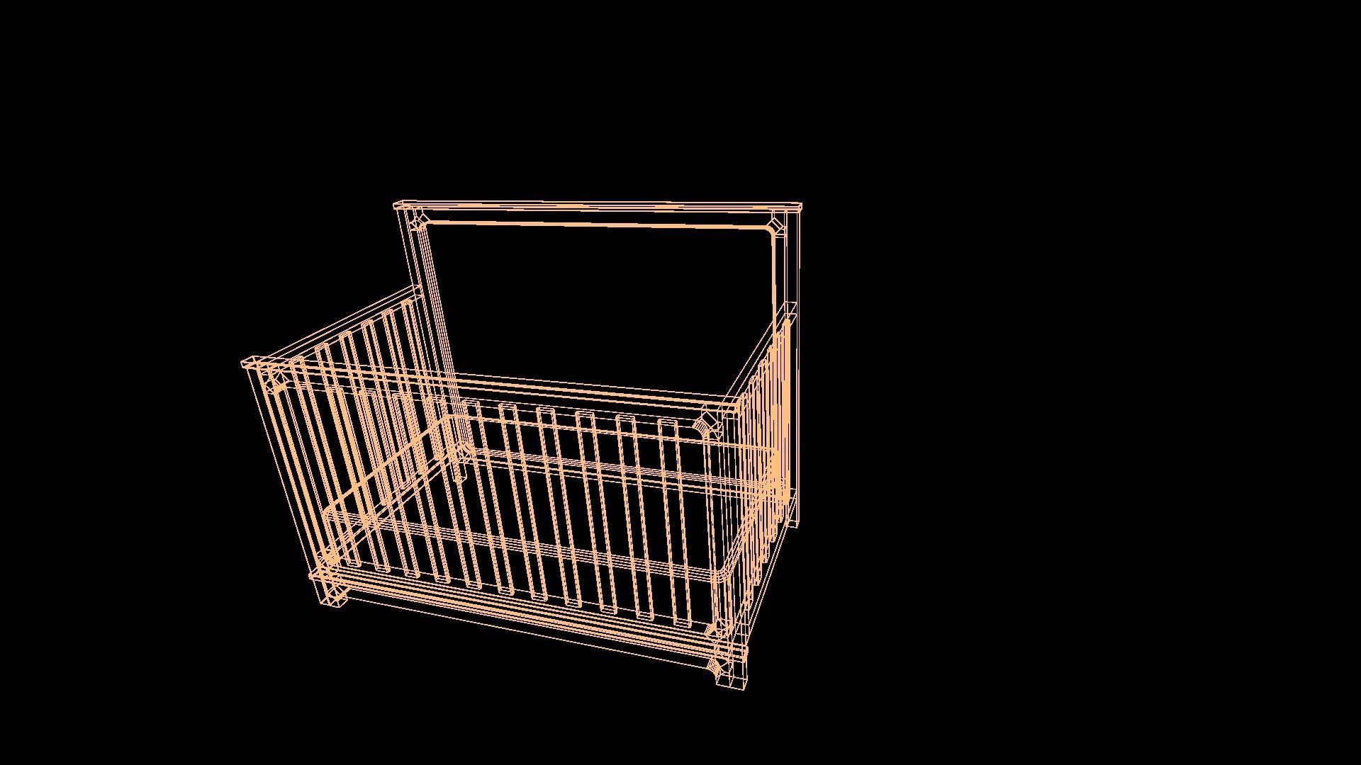 Baby Crib Low-poly 3D model_5