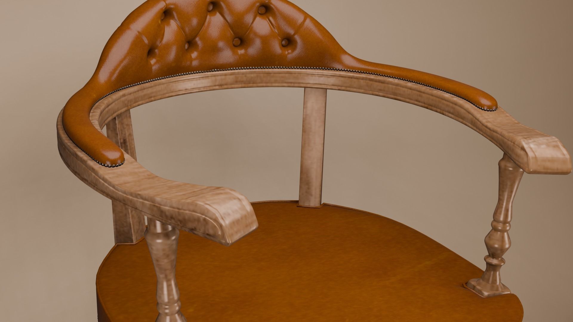 Retro chair with chesterfield design 3D model_5