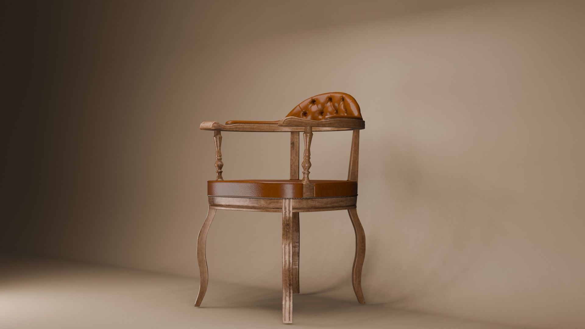 Retro chair with chesterfield design 3D model_4