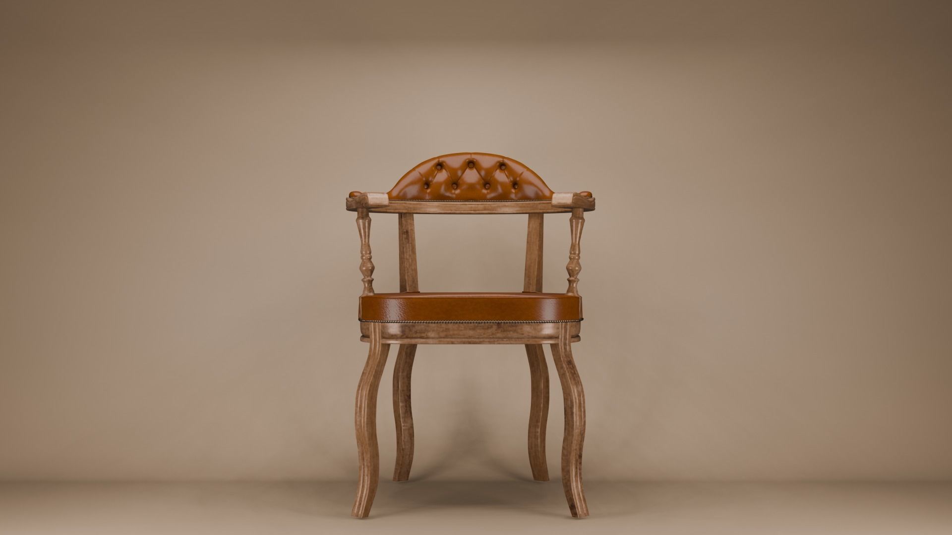 Retro chair with chesterfield design 3D model_2