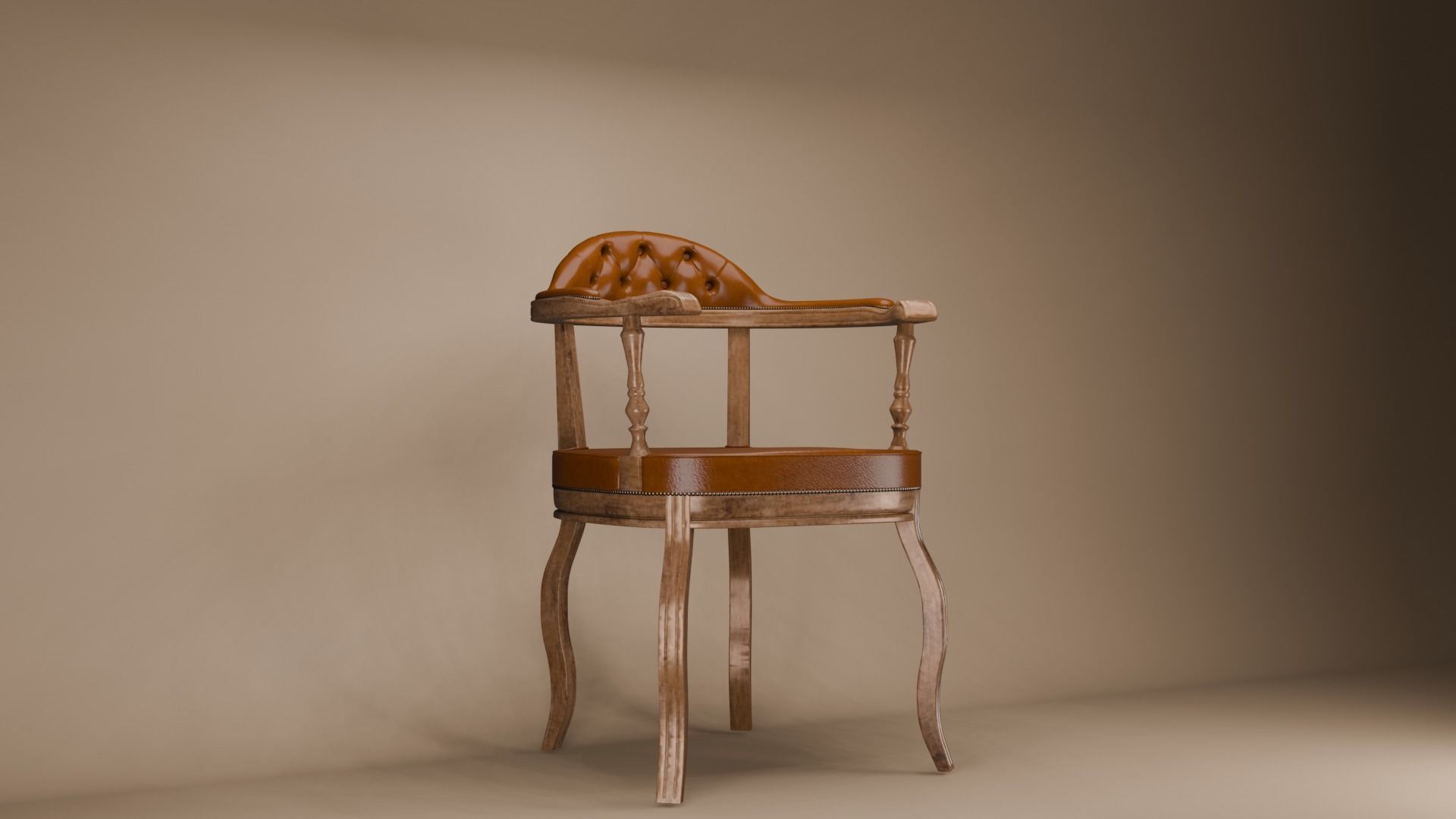 Retro chair with chesterfield design 3D model_3