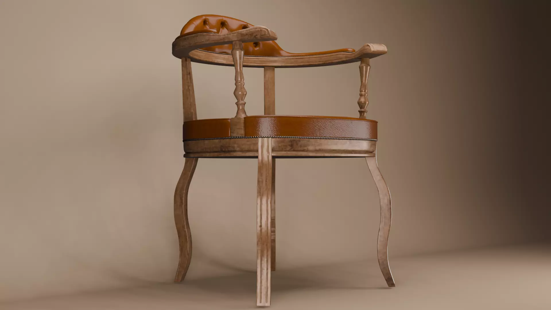 Retro chair with chesterfield design 3D model_0