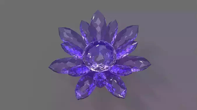 Glass Flower Showpiece Purple