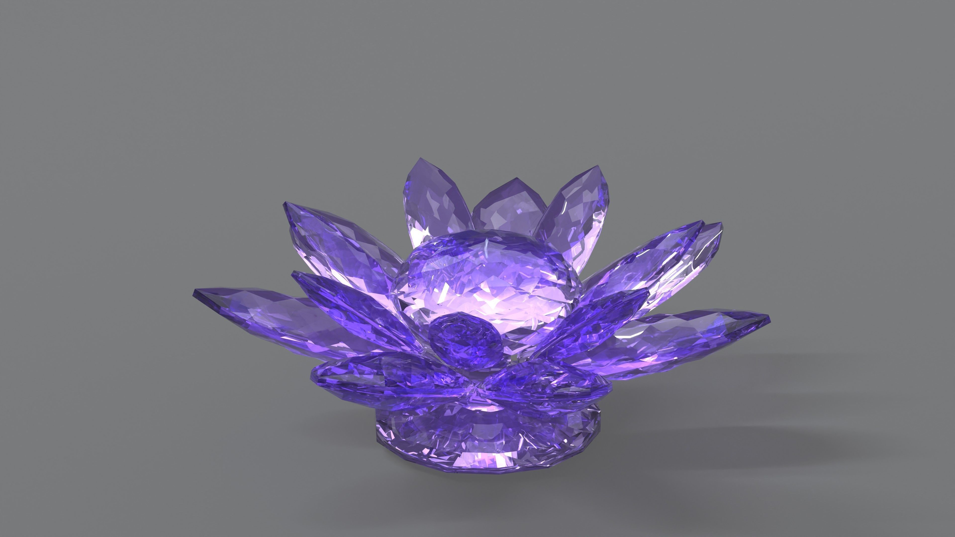 Glass Flower Showpiece Purple Low-poly 3D model_4