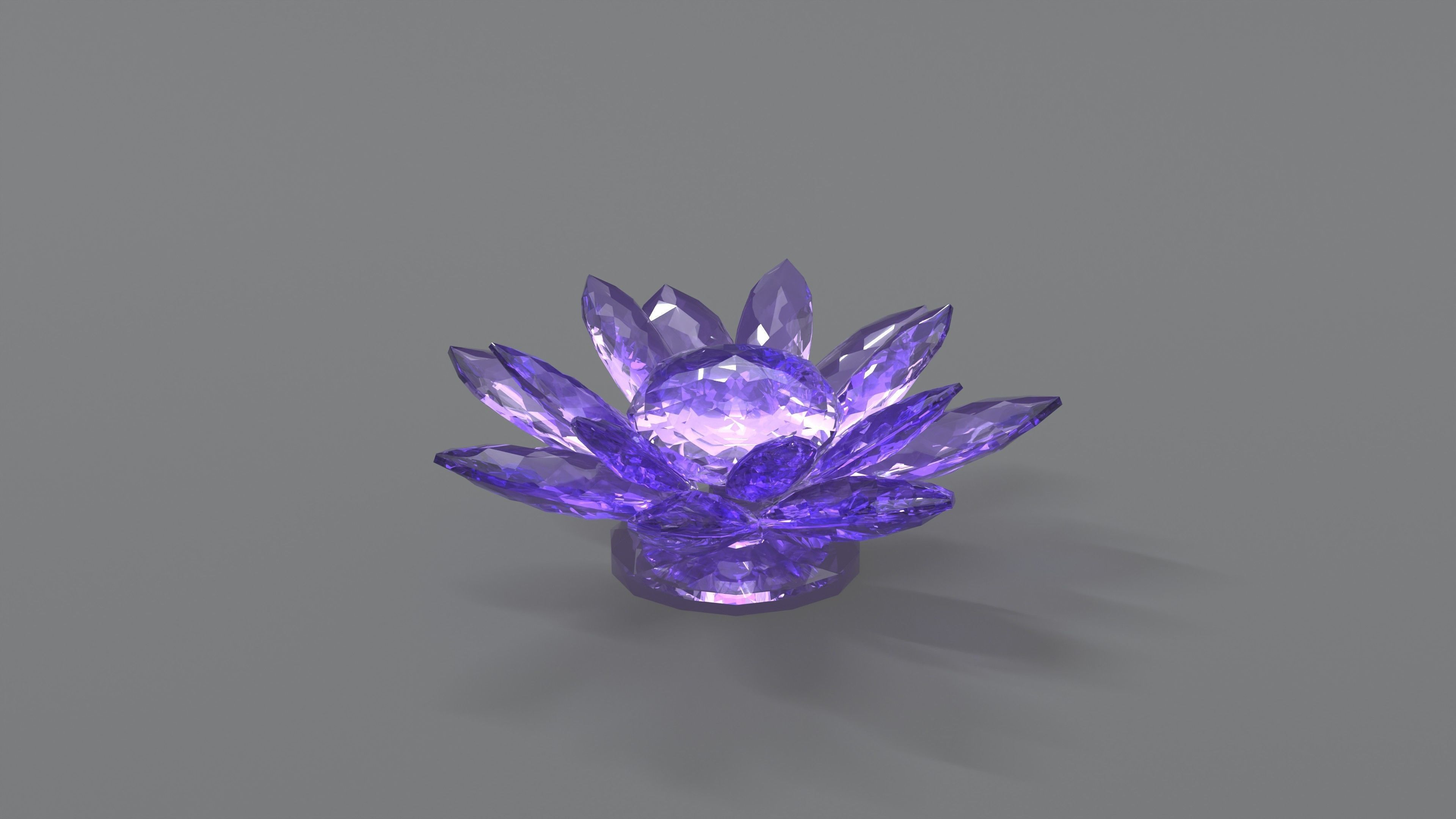 Glass Flower Showpiece Purple Low-poly 3D model_1
