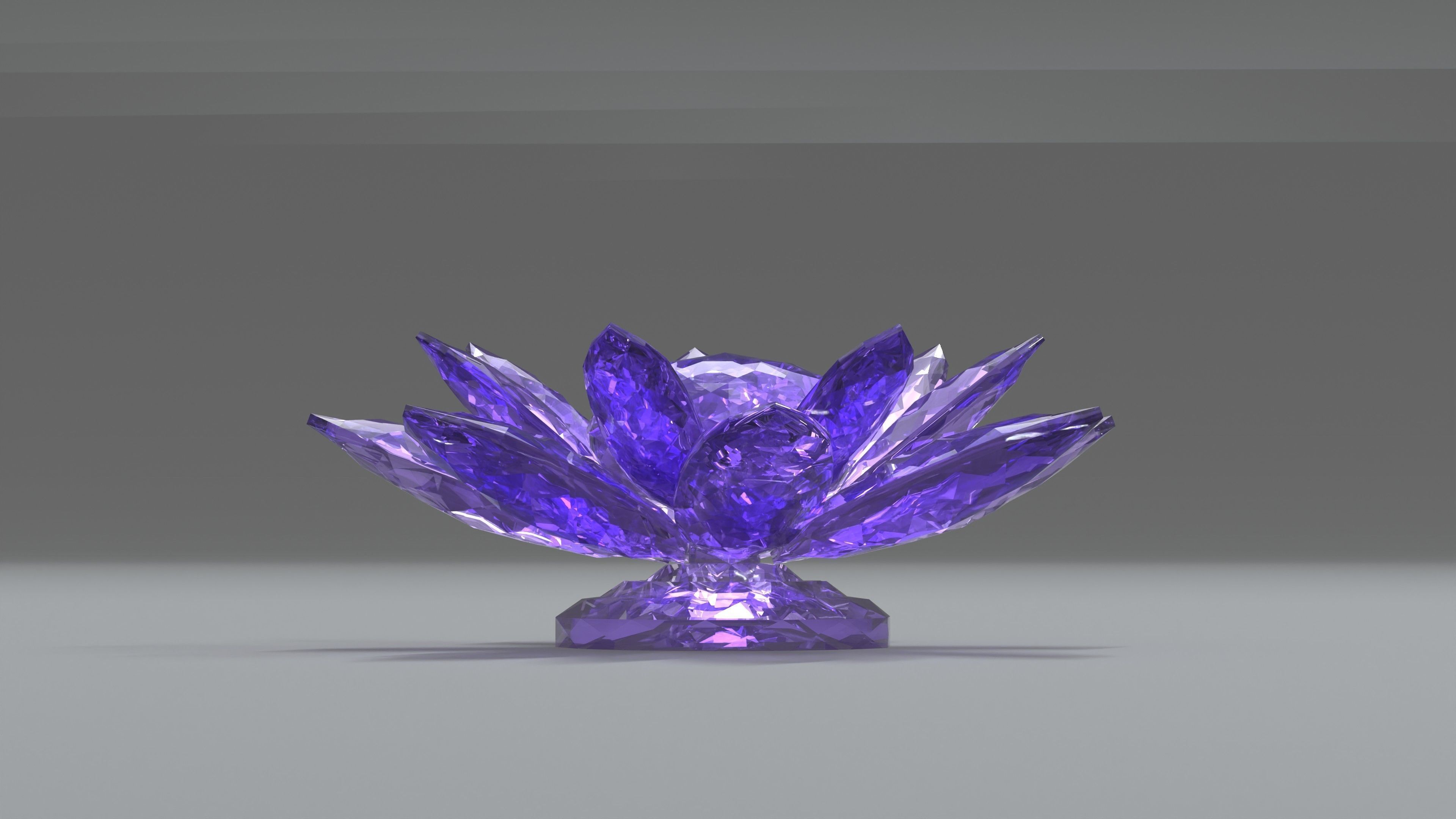 Glass Flower Showpiece Purple Low-poly 3D model_2