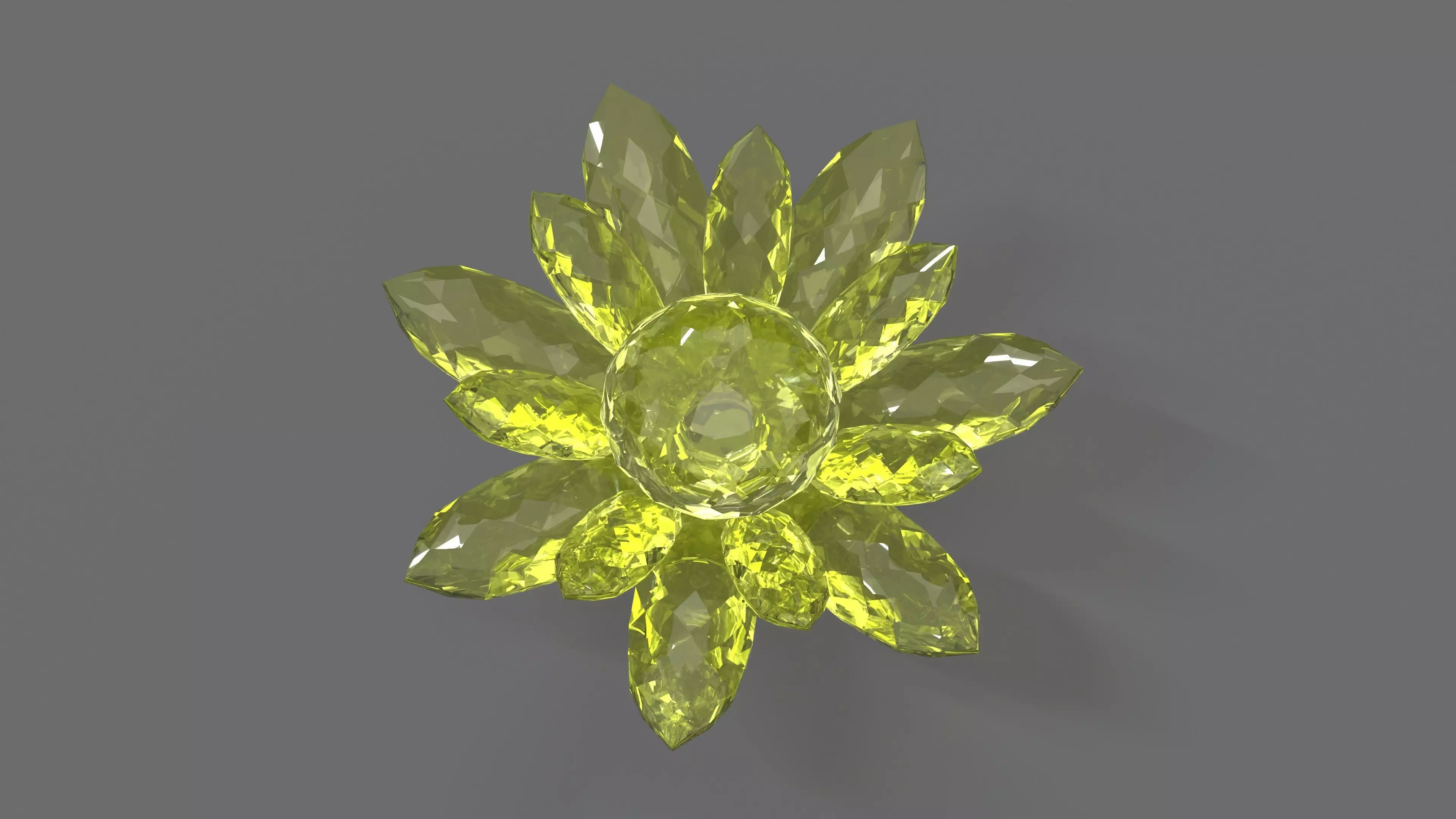 Glass Flower Showpiece Yellow Low-poly 3D model_0