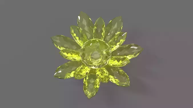 Glass Flower Showpiece Yellow
