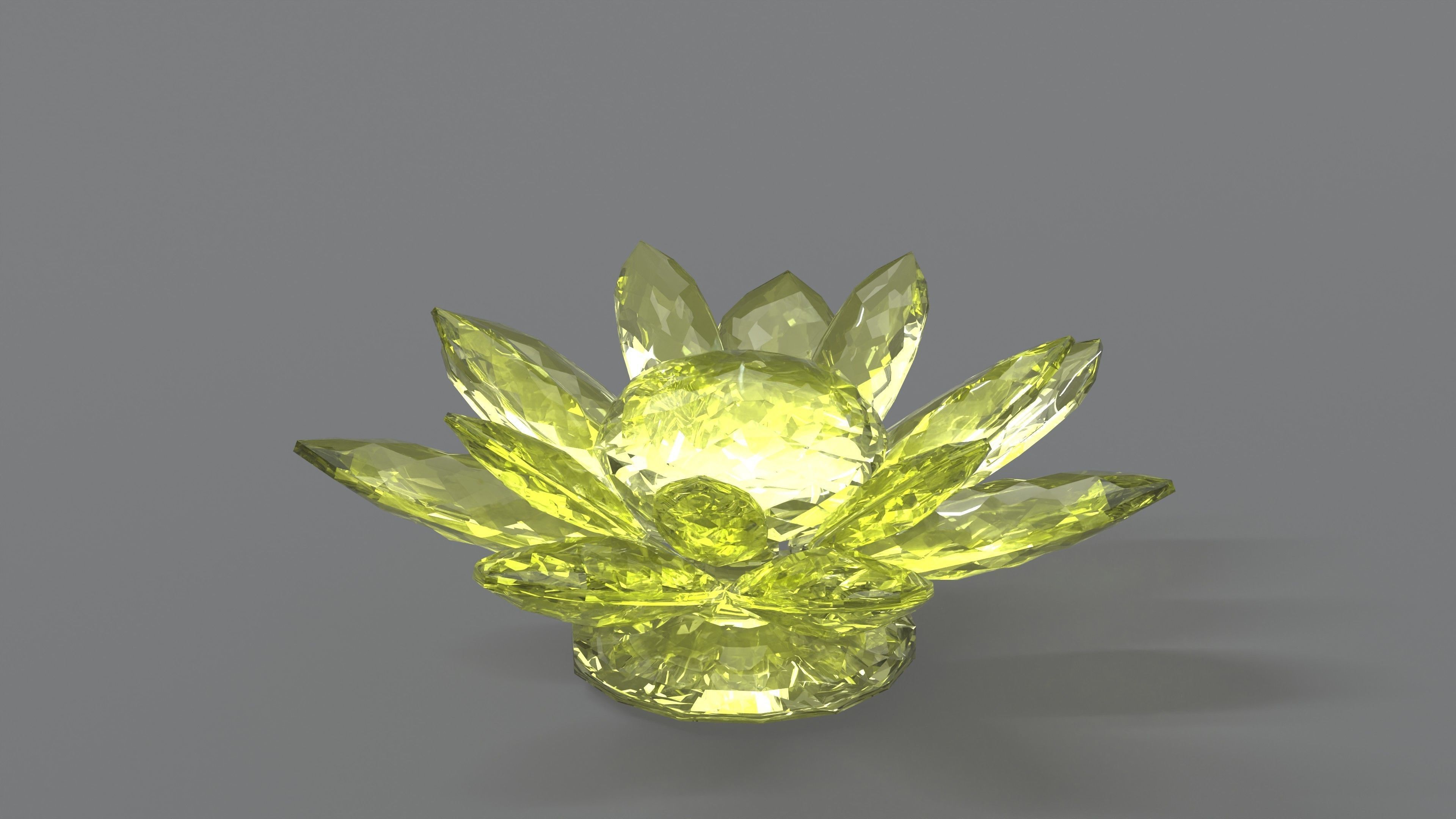 Glass Flower Showpiece Yellow Low-poly 3D model_1