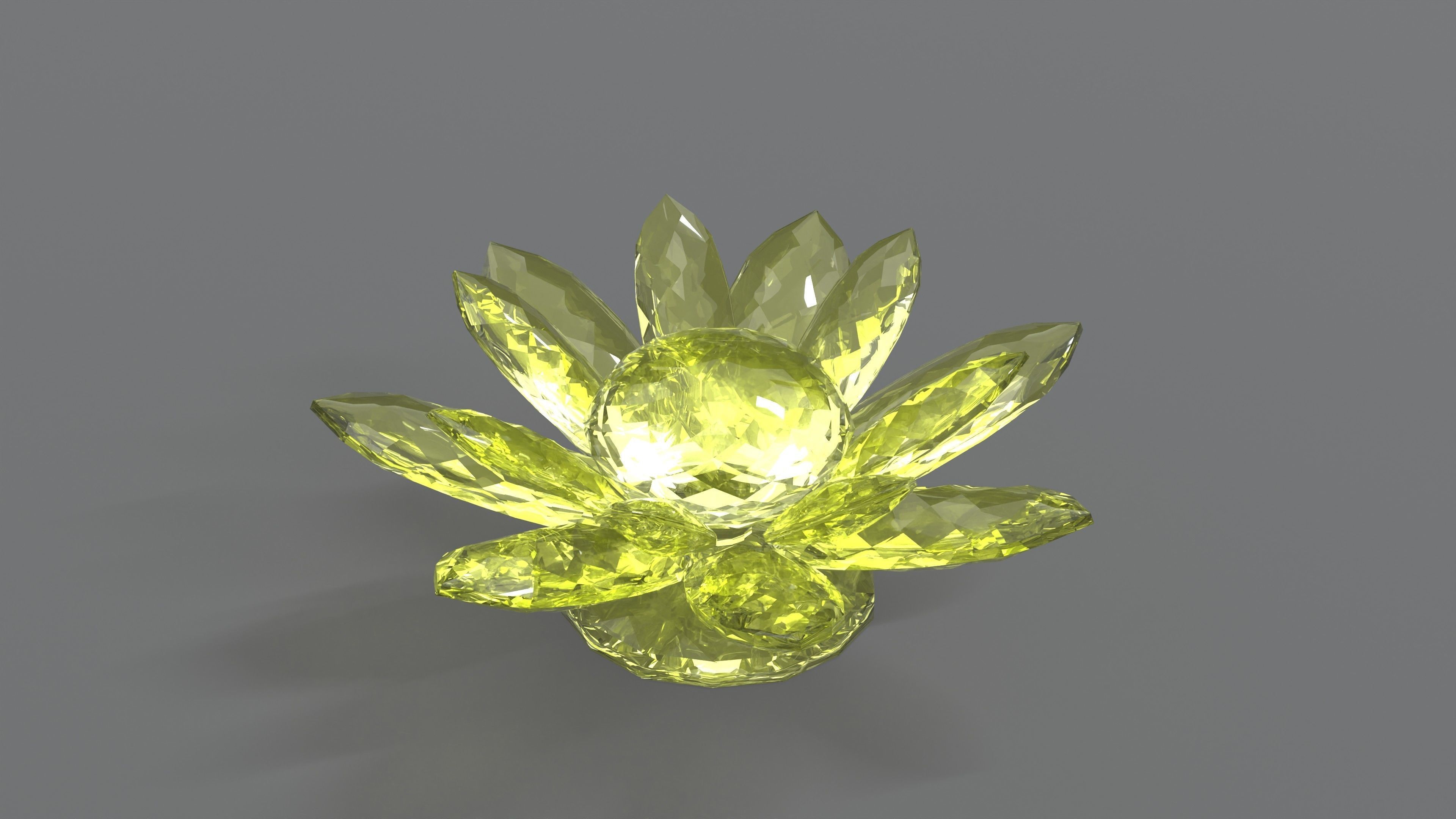 Glass Flower Showpiece Yellow Low-poly 3D model_4