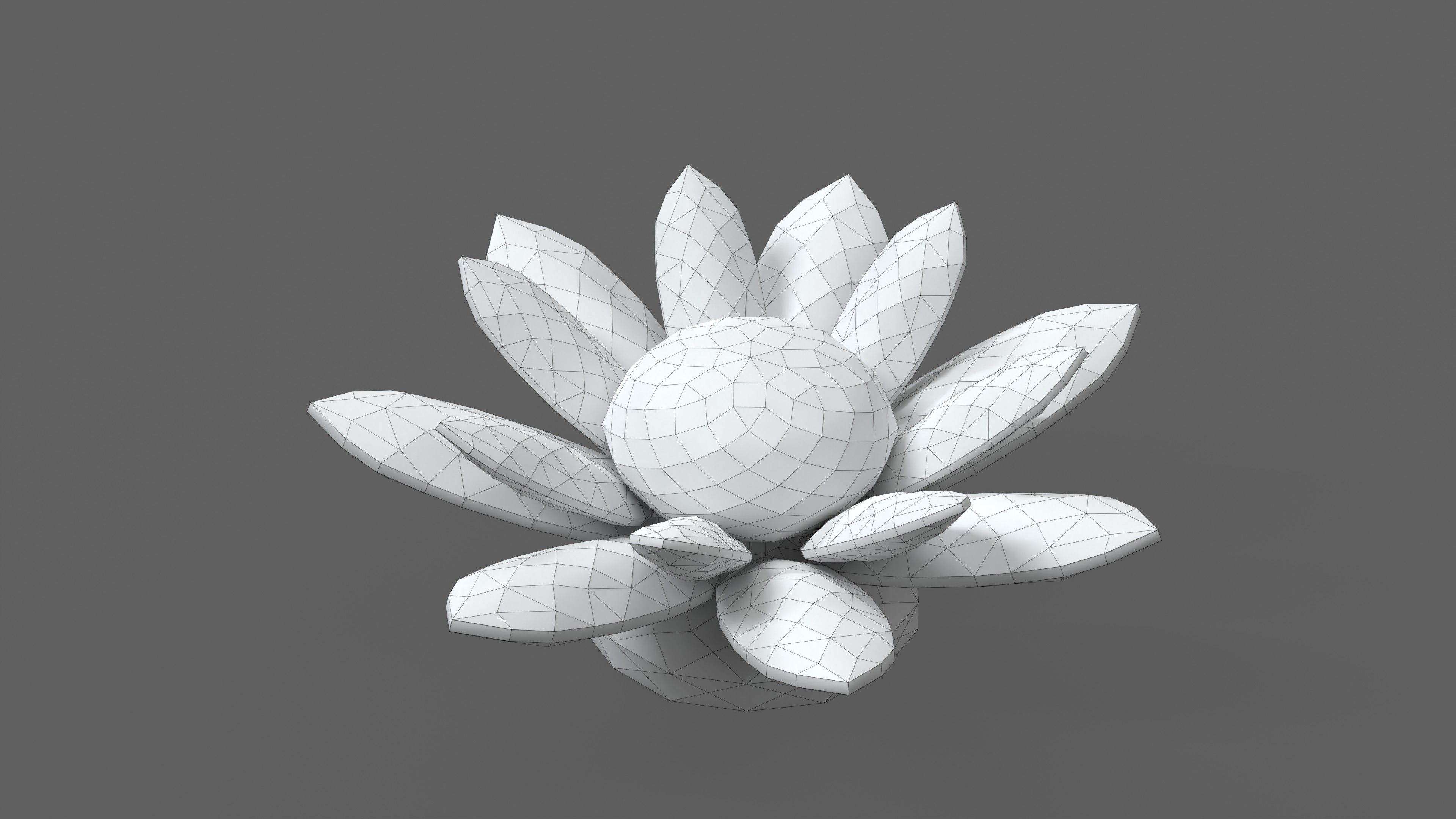 Glass Flower Showpiece Yellow Low-poly 3D model_7