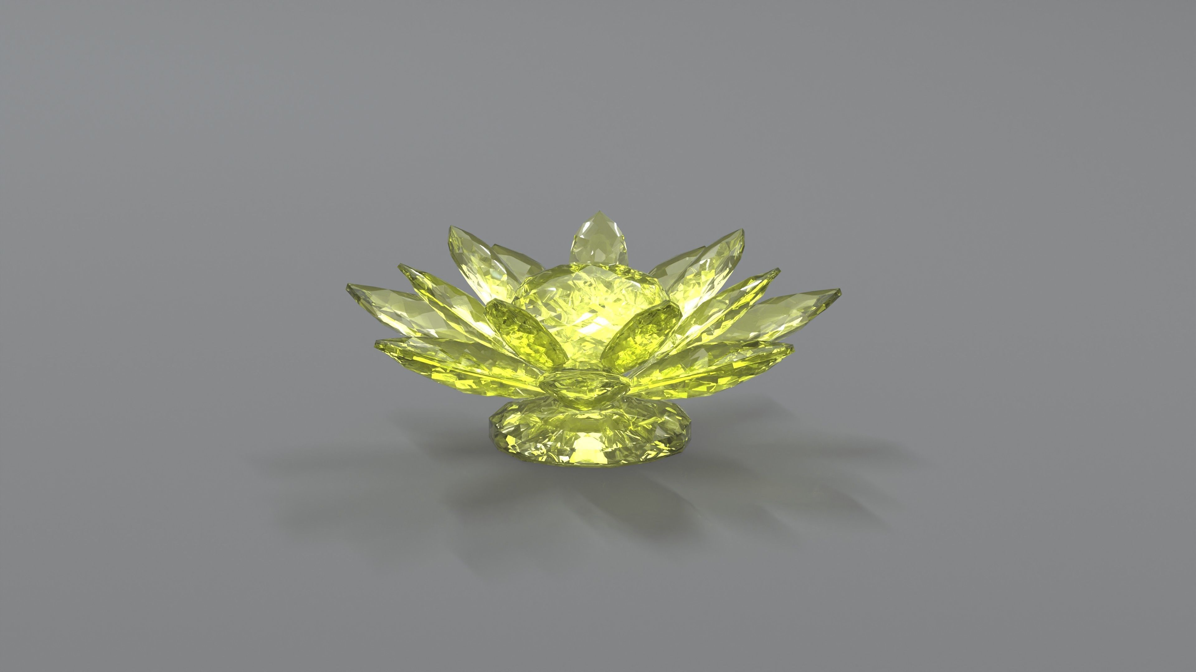 Glass Flower Showpiece Yellow Low-poly 3D model_3