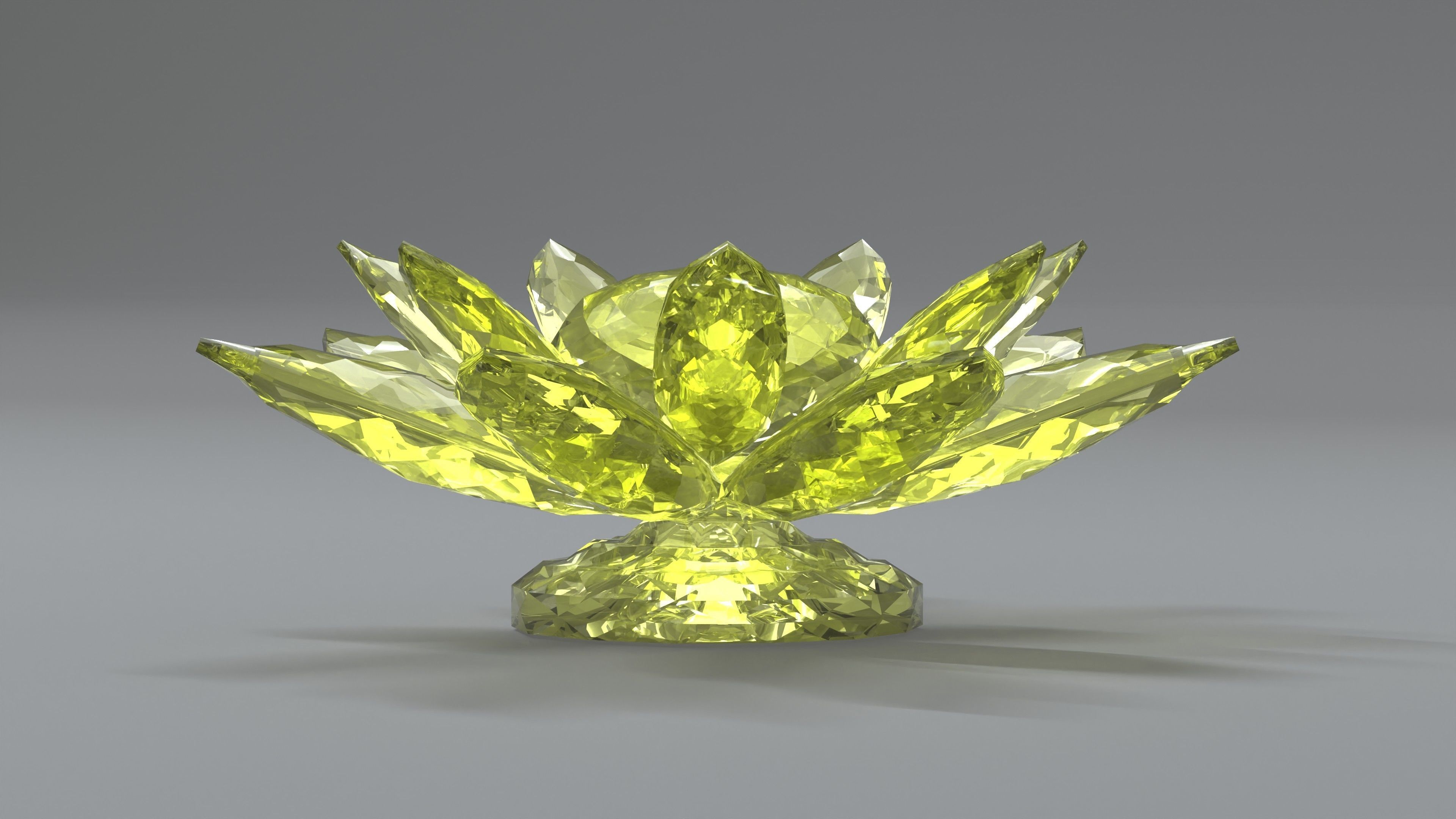 Glass Flower Showpiece Yellow Low-poly 3D model_2