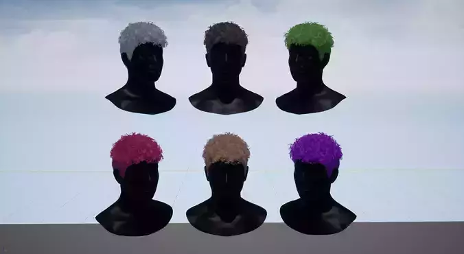 Real time short curl hairstyle Low-poly 3D model