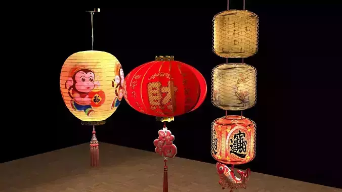Chinese red paper lantern  3D model