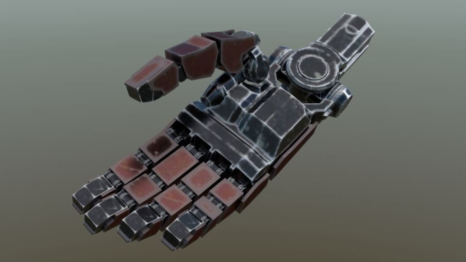 Low poly fully rigged robot hand Low-poly 3D model_2