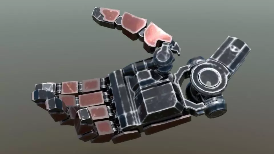 Low poly fully rigged robot hand Low-poly 3D model_0
