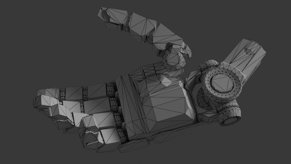 Low poly fully rigged robot hand Low-poly 3D model_3