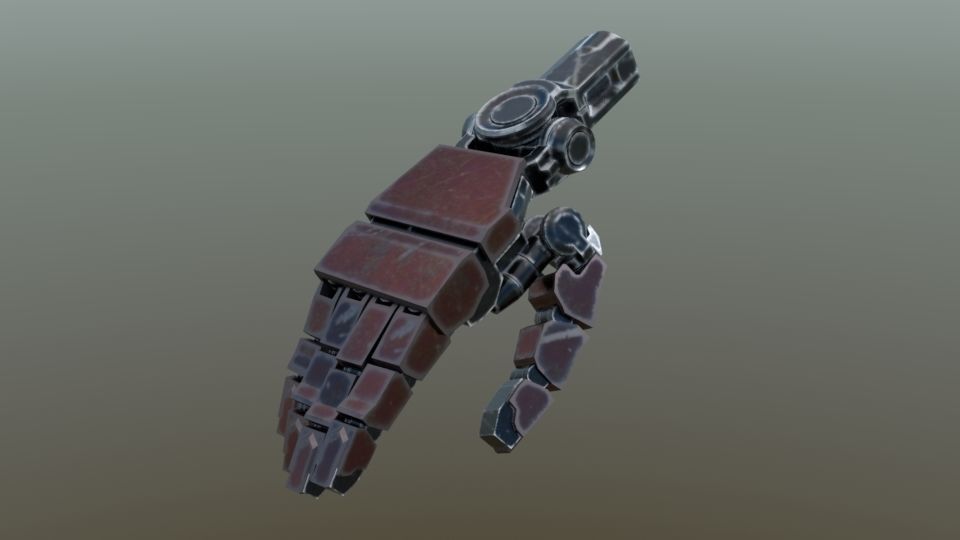 Low poly fully rigged robot hand Low-poly 3D model_1