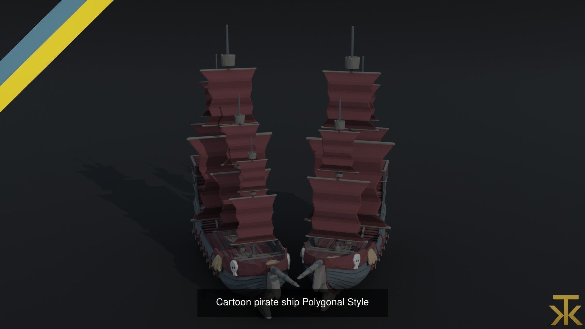 Cartoon medieval ships asset Polygonal Style 3D Model Collection_5