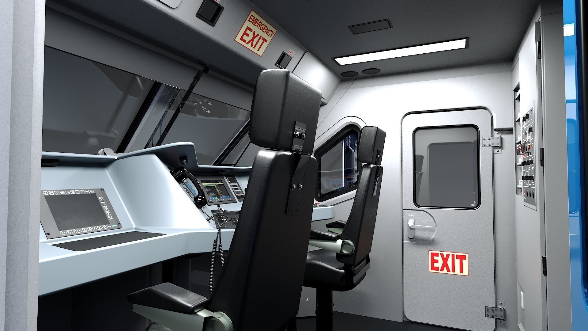 Locomotive Siemens Charger ALC-42 Blue Low-poly 3D model_14