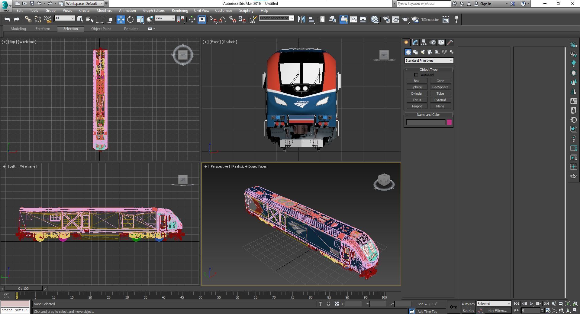 Locomotive Siemens Charger ALC-42 Blue Low-poly 3D model_68