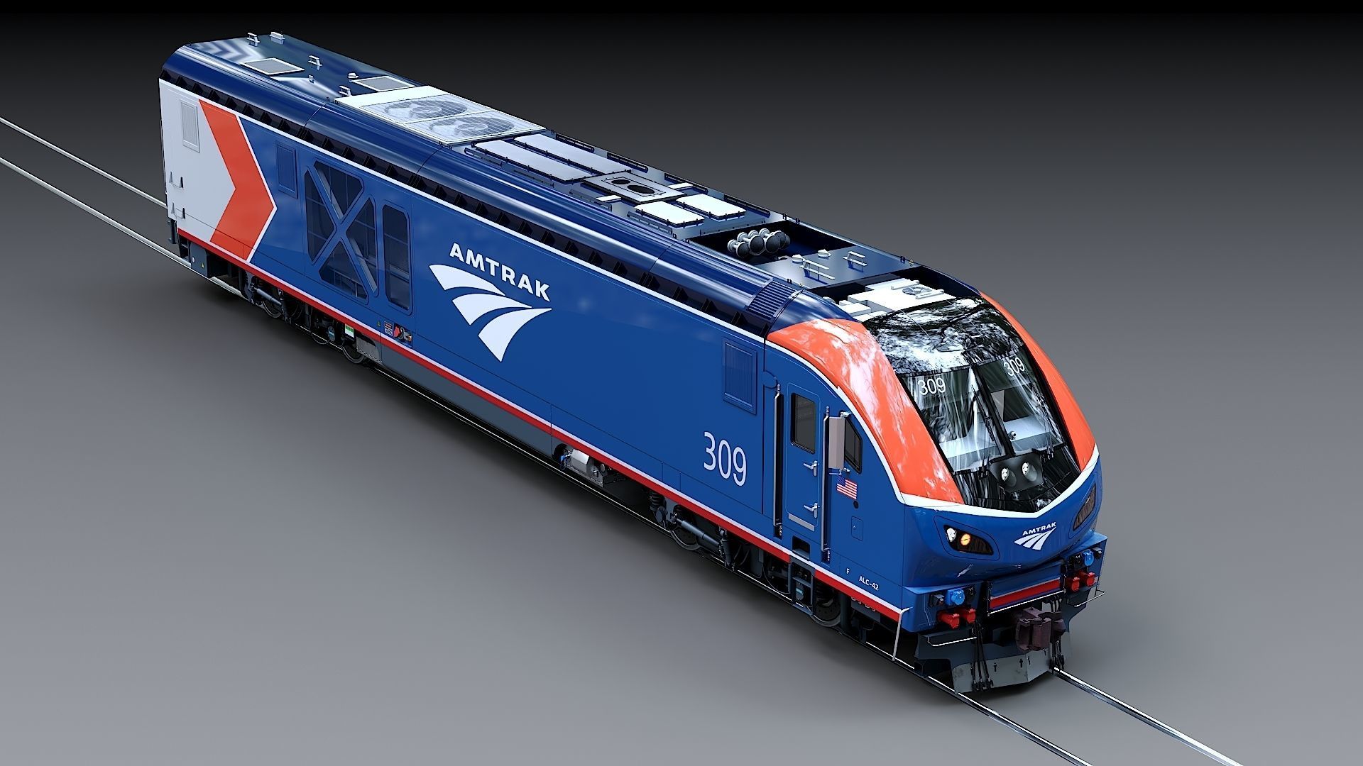 Locomotive Siemens Charger ALC-42 Blue Low-poly 3D model_41