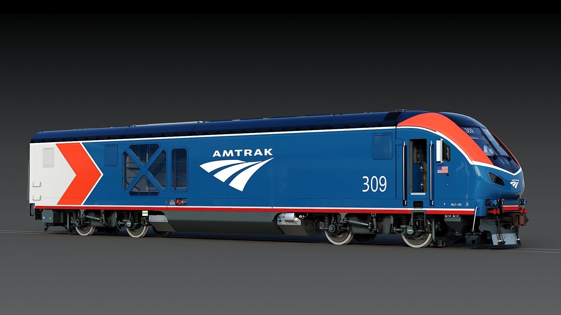Locomotive Siemens Charger ALC-42 Blue Low-poly 3D model_10