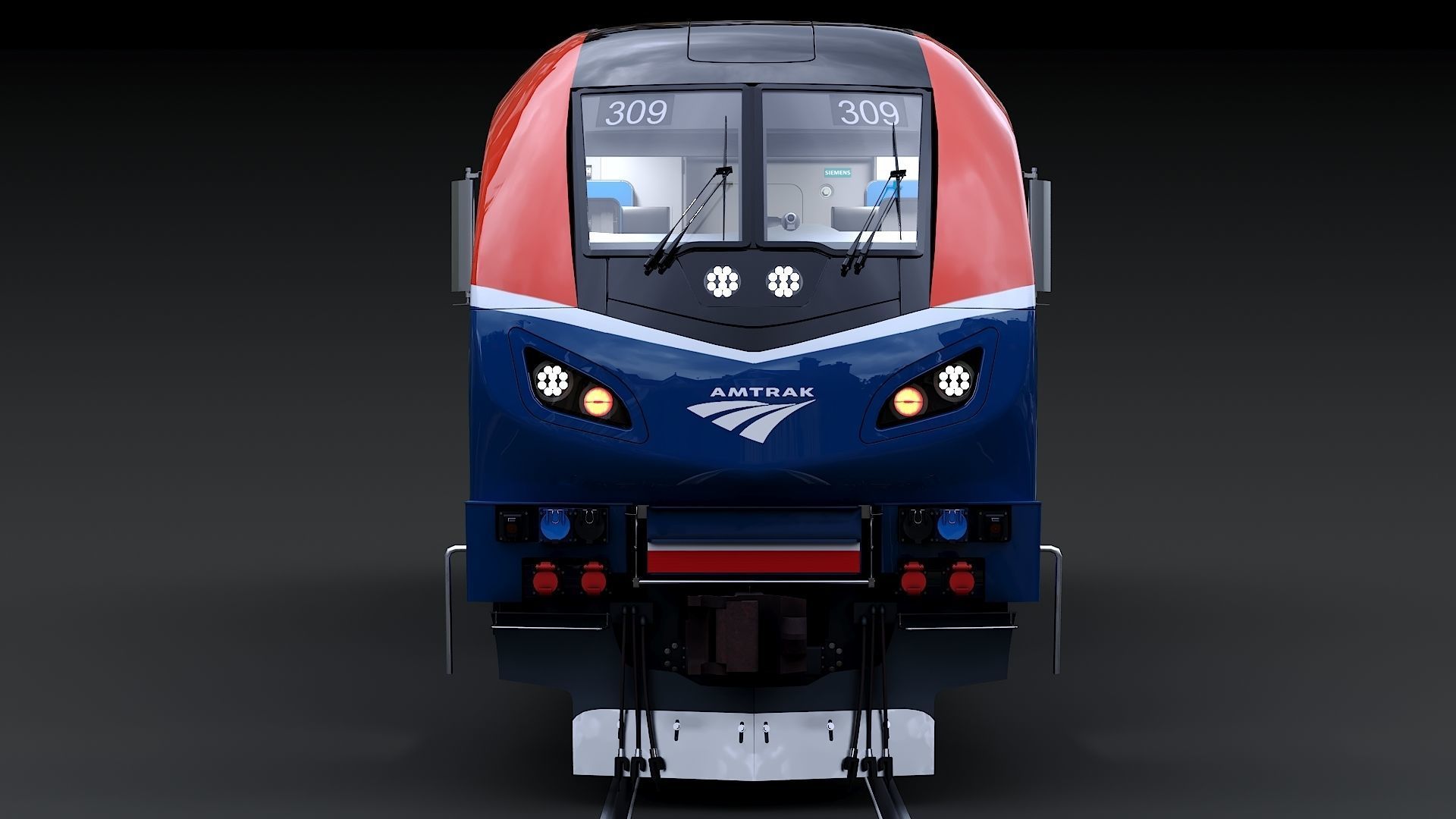 Locomotive Siemens Charger ALC-42 Blue Low-poly 3D model_27