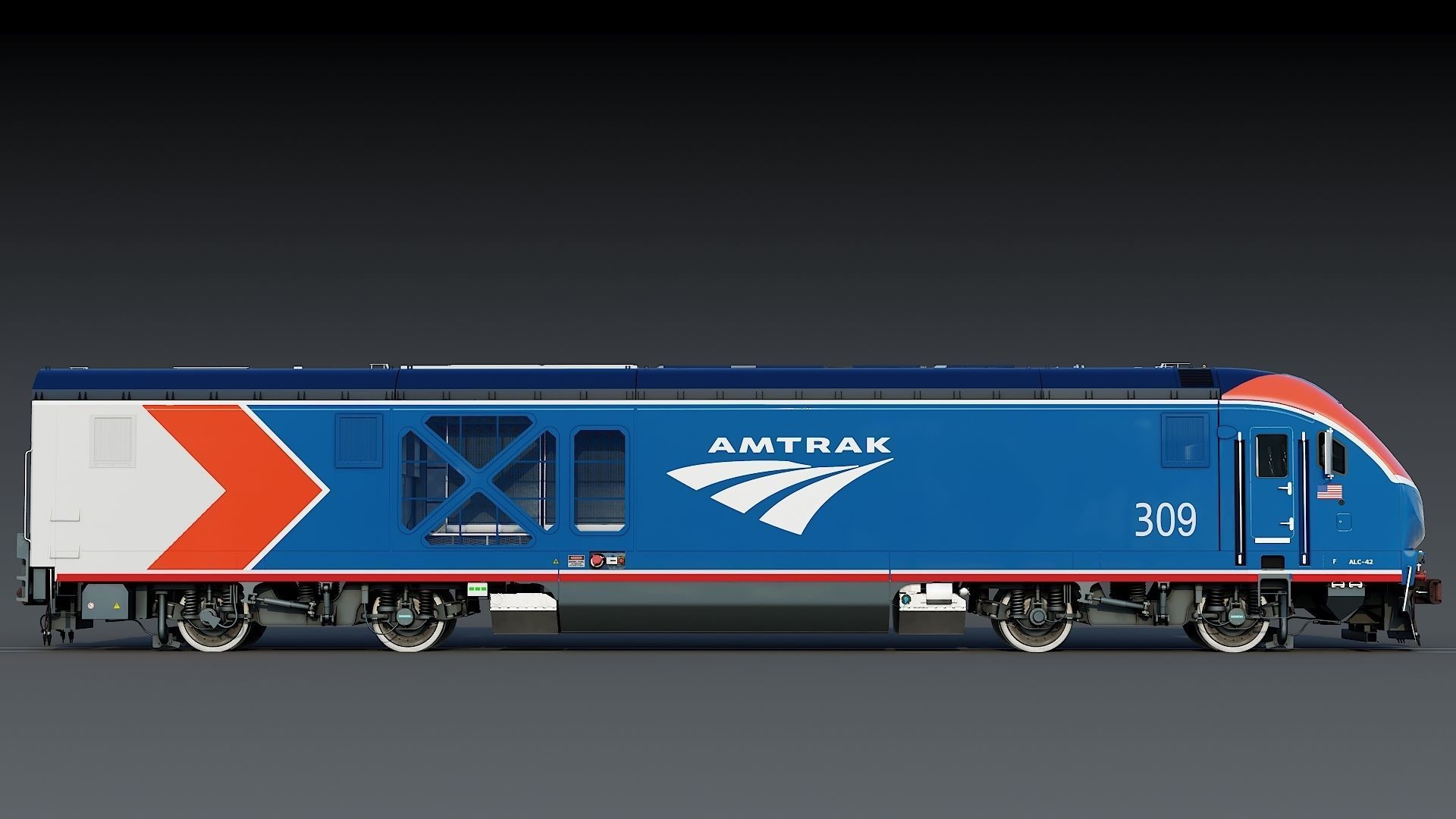 Locomotive Siemens Charger ALC-42 Blue Low-poly 3D model_9