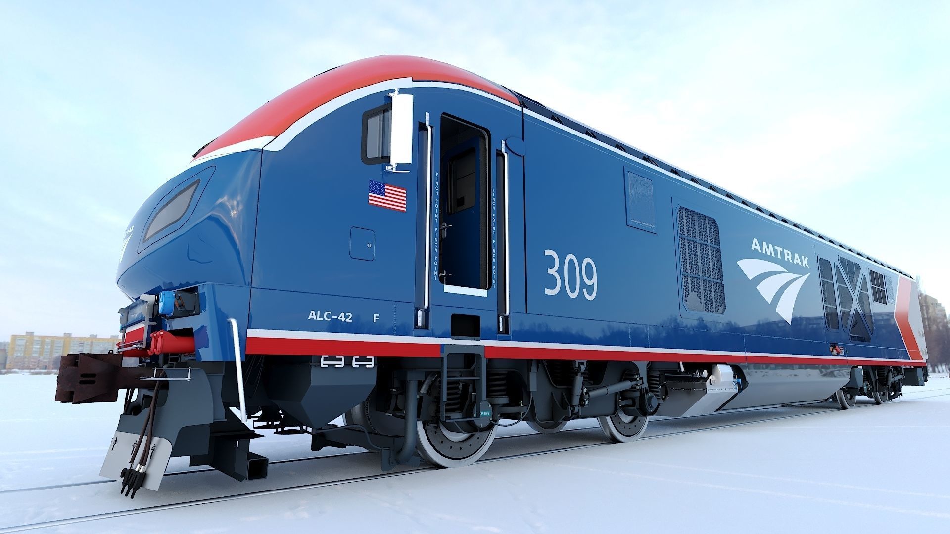 Locomotive Siemens Charger ALC-42 Blue Low-poly 3D model_39