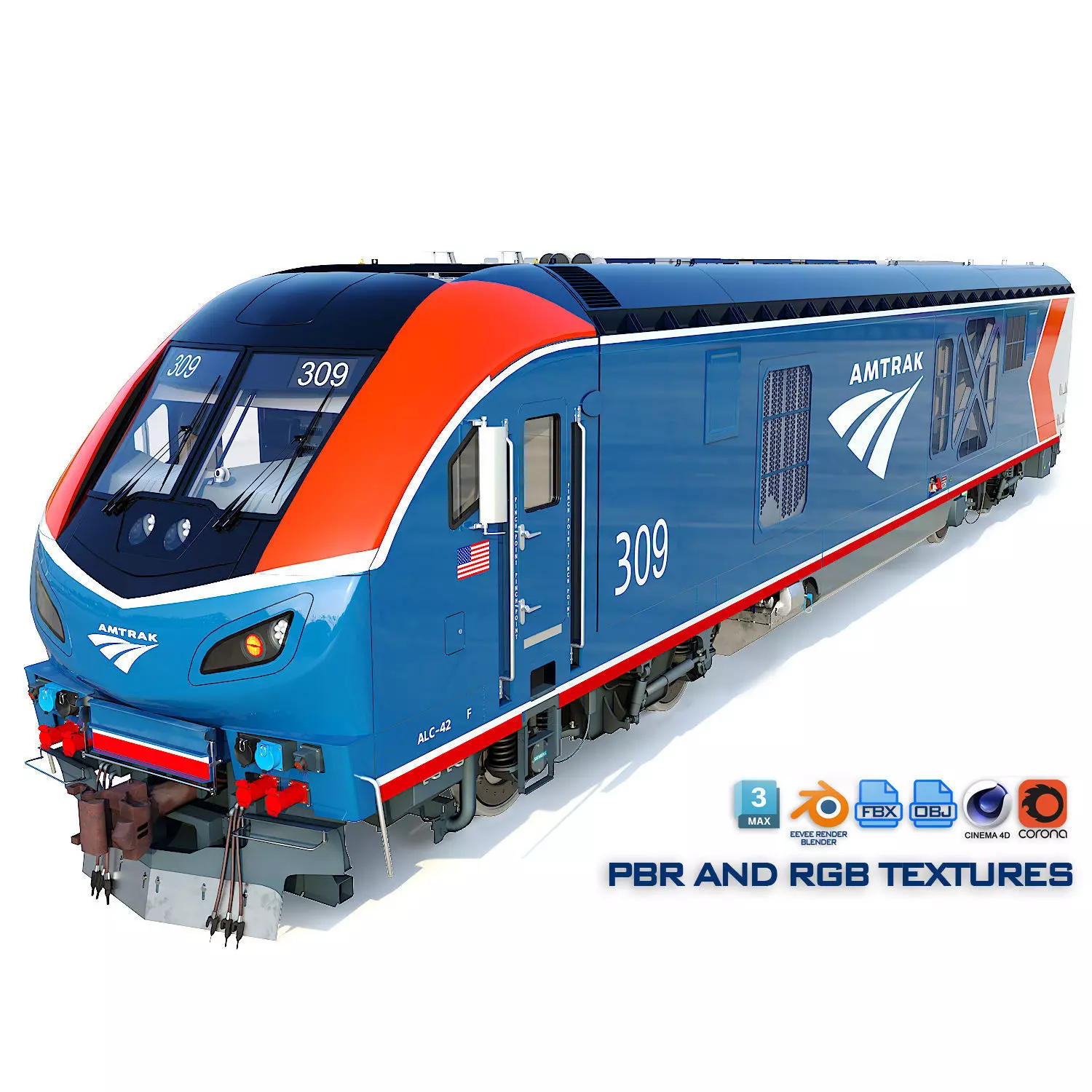 Locomotive Siemens Charger ALC-42 Blue Low-poly 3D model_0