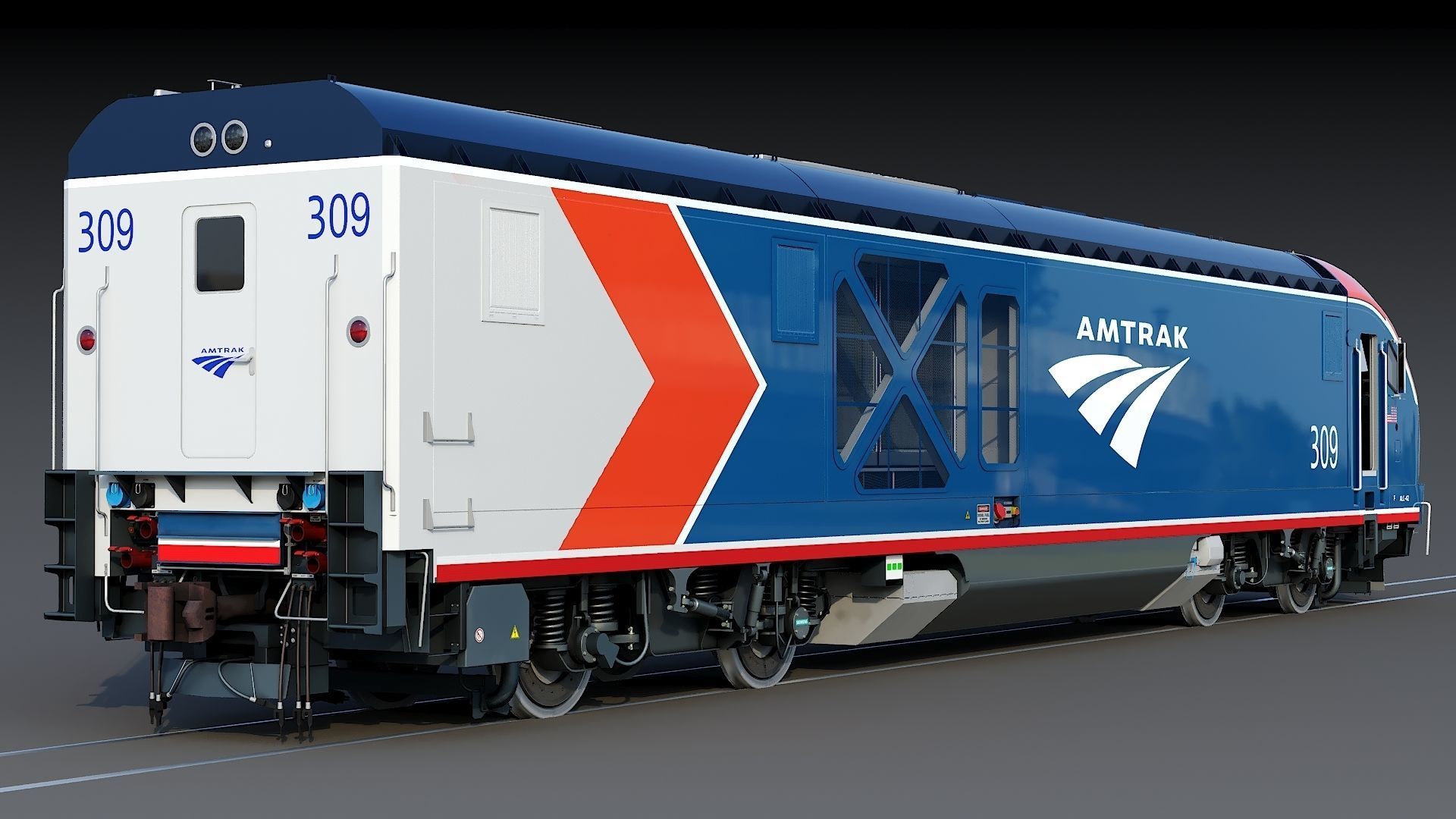 Locomotive Siemens Charger ALC-42 Blue Low-poly 3D model_8