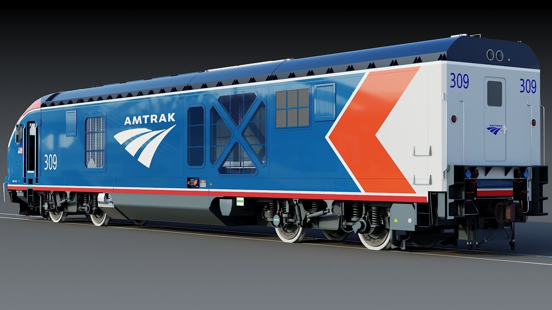 Locomotive Siemens Charger ALC-42 Blue Low-poly 3D model_5