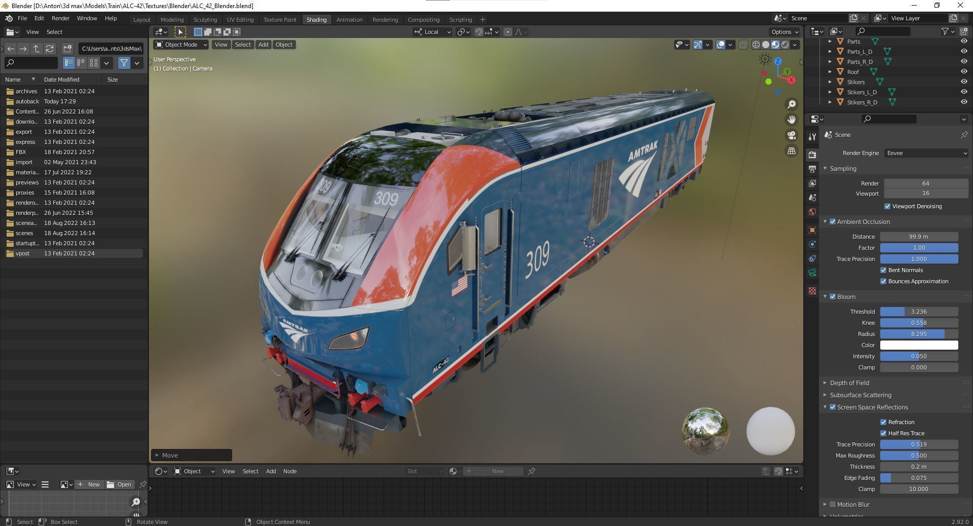 Locomotive Siemens Charger ALC-42 Blue Low-poly 3D model_62