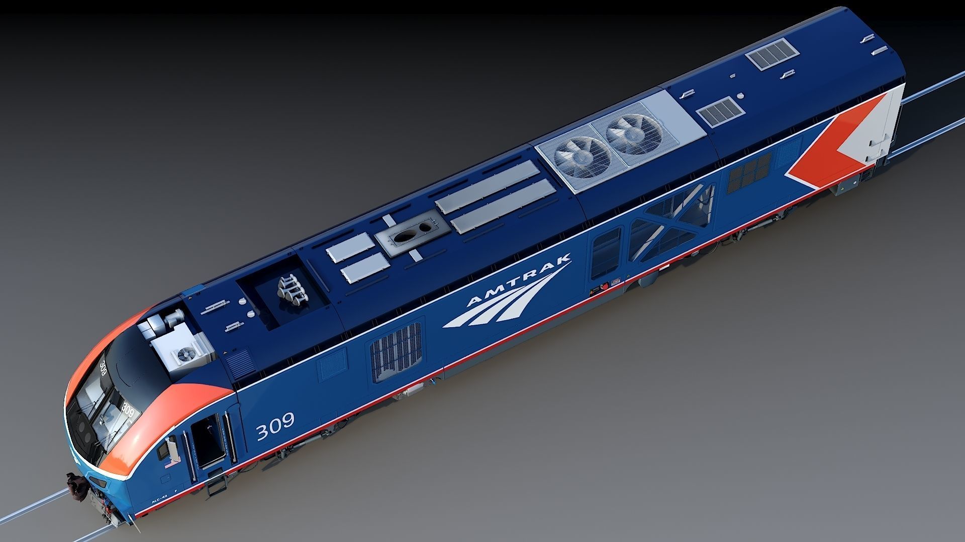 Locomotive Siemens Charger ALC-42 Blue Low-poly 3D model_12