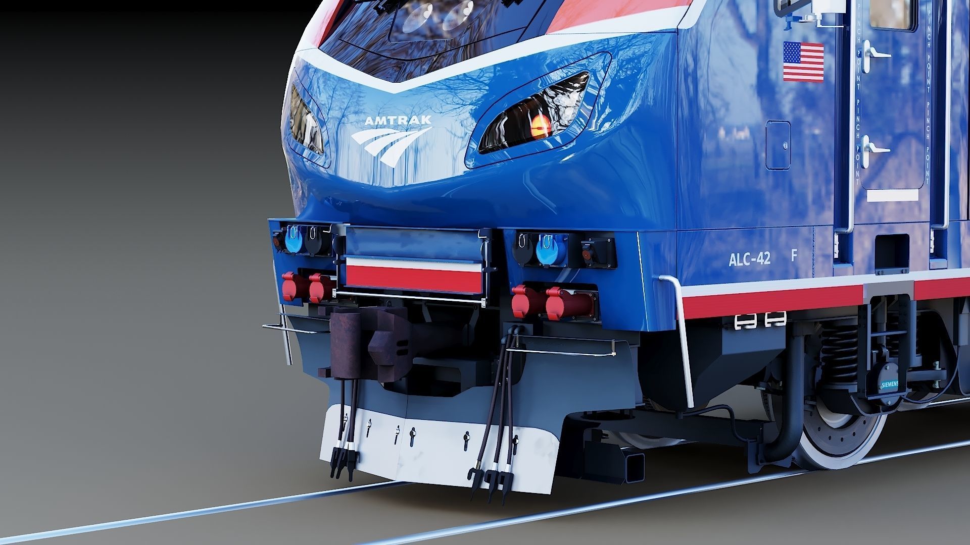 Locomotive Siemens Charger ALC-42 Blue Low-poly 3D model_20