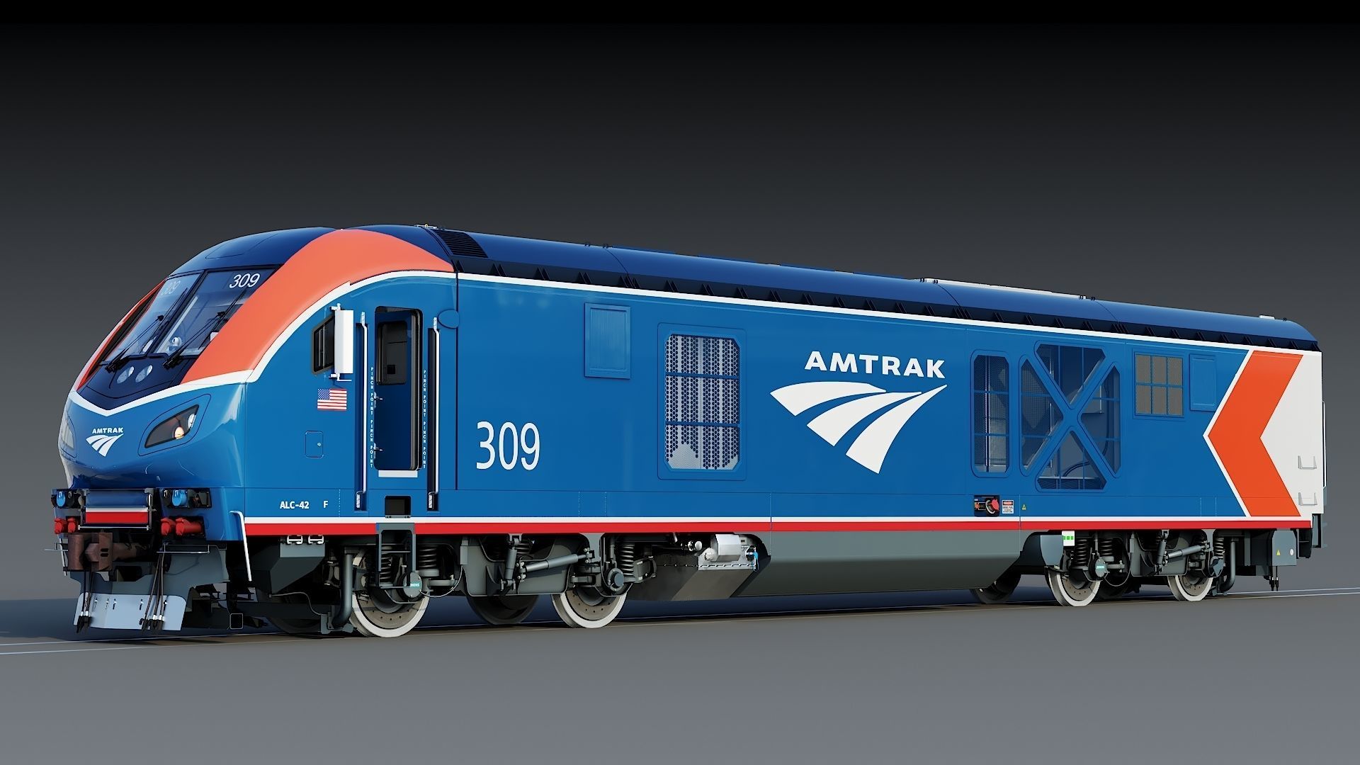 Locomotive Siemens Charger ALC-42 Blue Low-poly 3D model_4