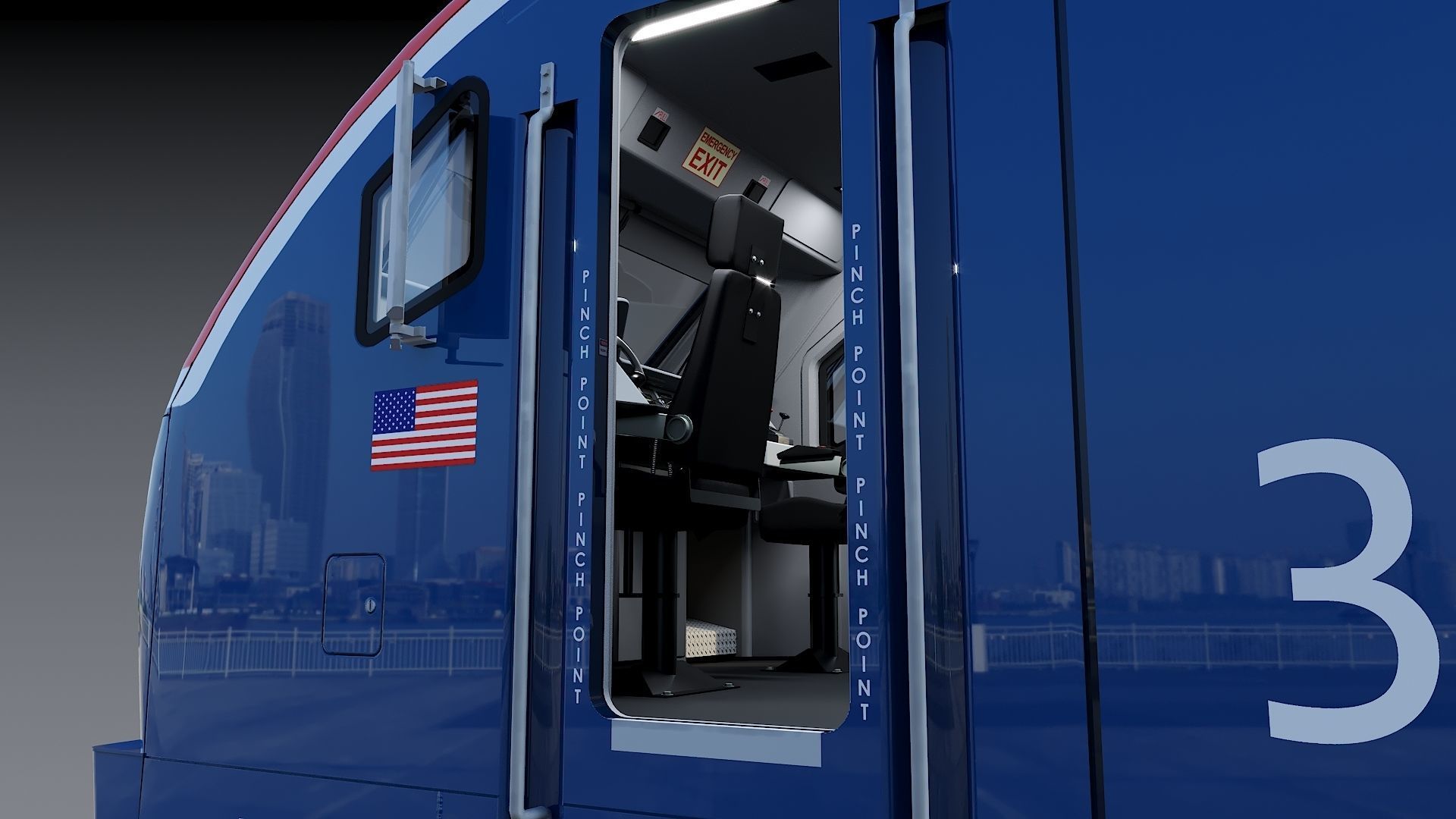 Locomotive Siemens Charger ALC-42 Blue Low-poly 3D model_13