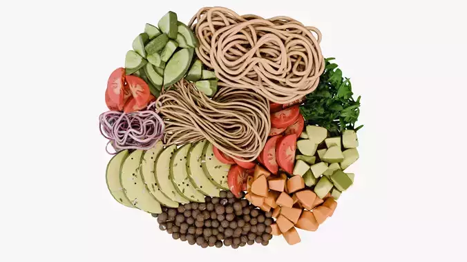 Noodles Soba Salad Kit Low-poly 3D model