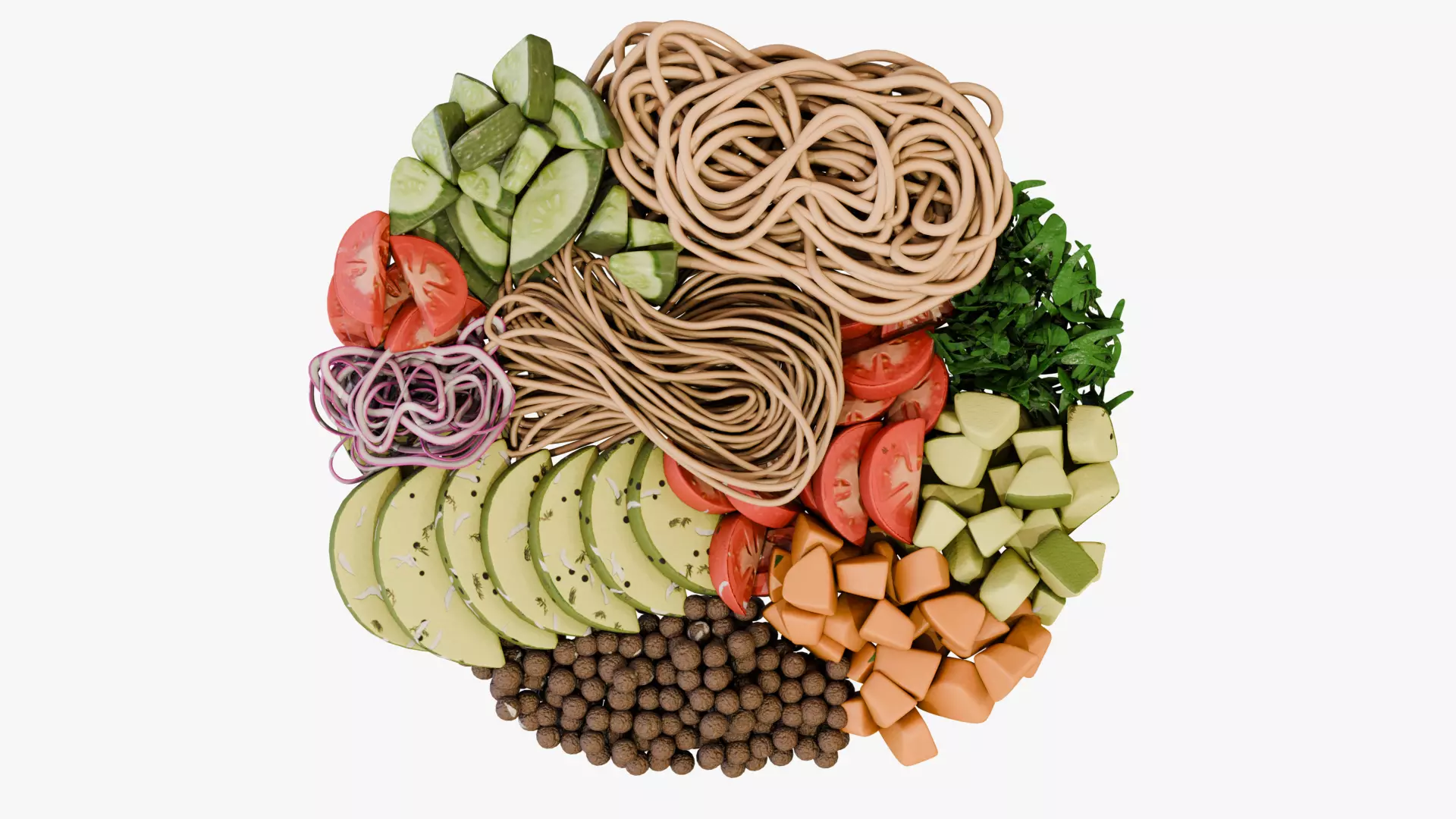 Noodles Soba Salad Kit Low-poly 3D model_0