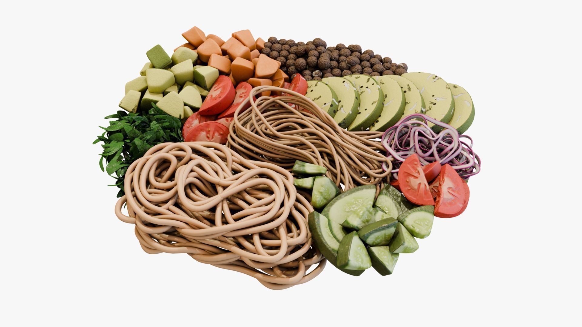 Noodles Soba Salad Kit Low-poly 3D model_4