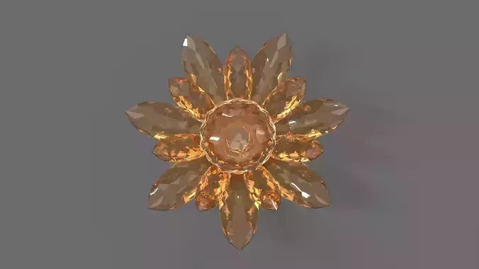 Glass Flower Showpiece Orange