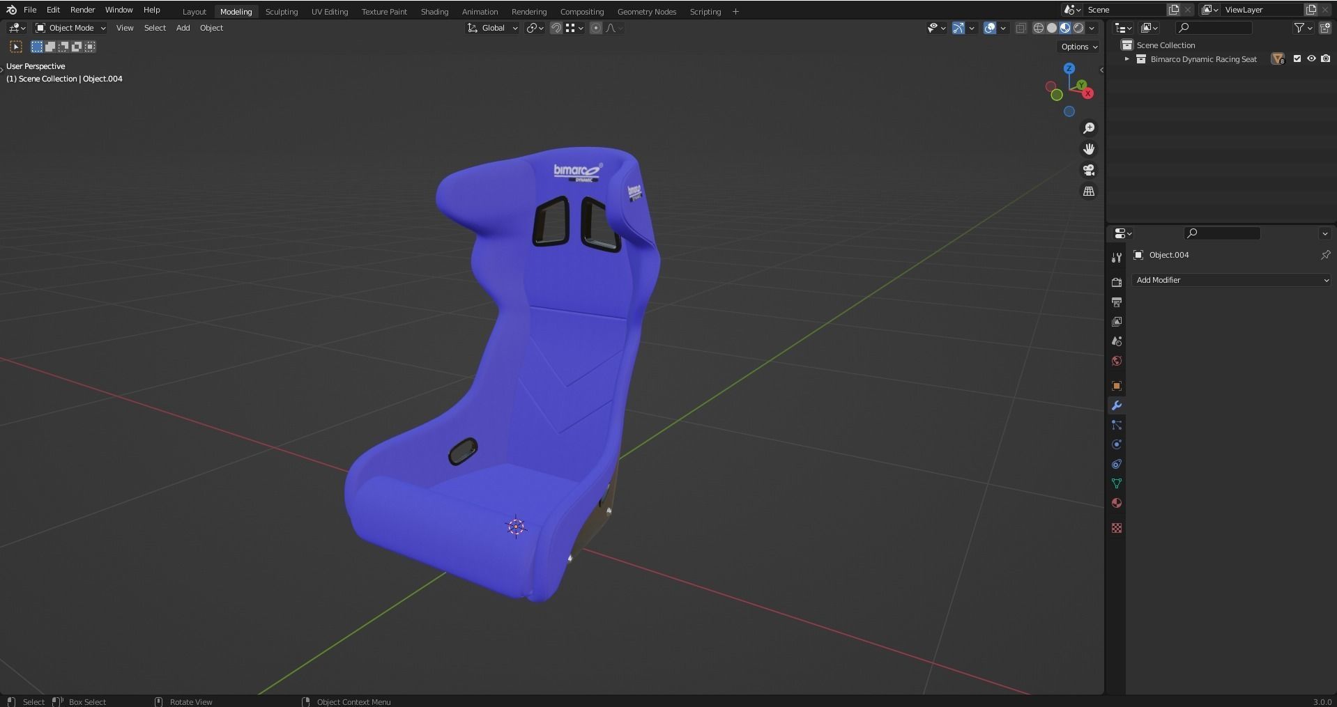Bimarco Dynamic Racing Bucket Seat Blue 3D model_9
