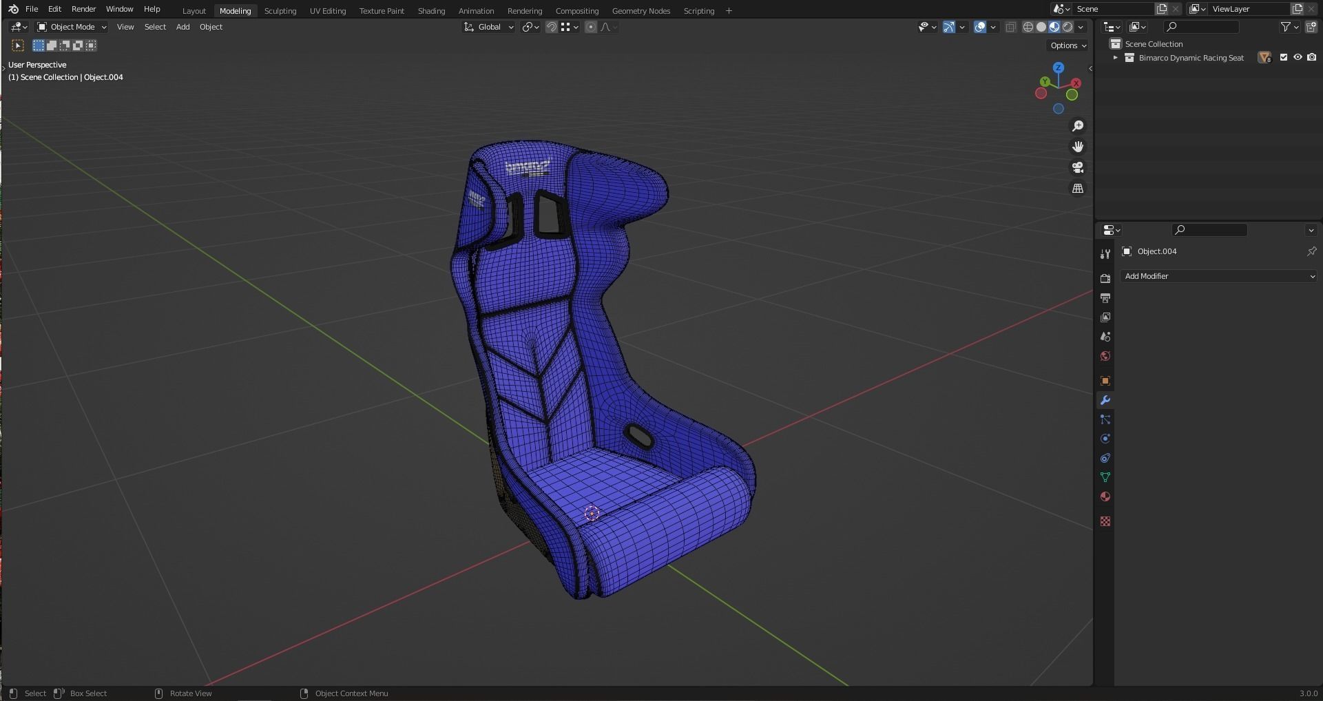 Bimarco Dynamic Racing Bucket Seat Blue 3D model_10