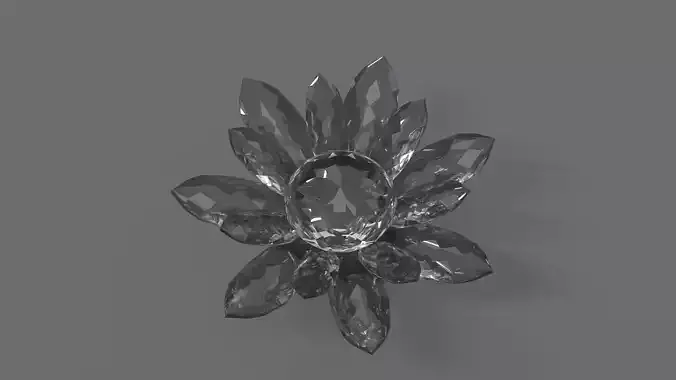 Glass Flower Showpiece White