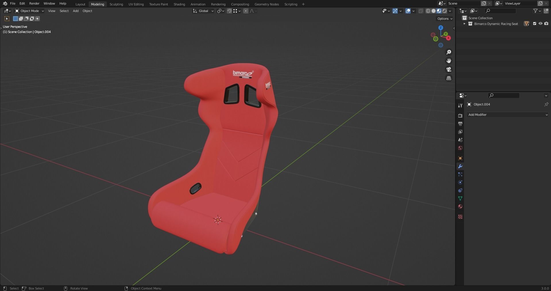 Bimarco Dynamic Racing Bucket Seat Red 3D model_10