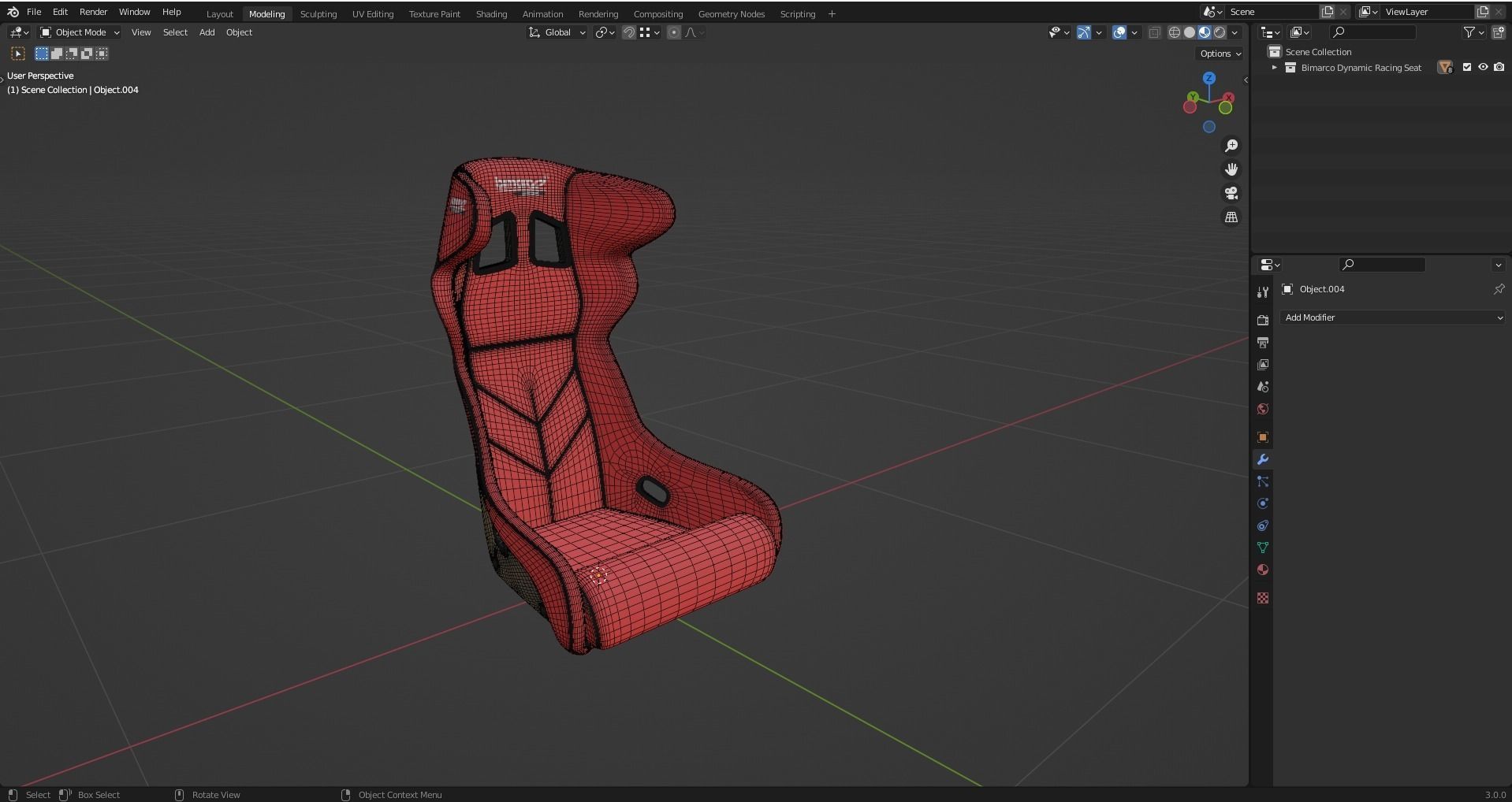 Bimarco Dynamic Racing Bucket Seat Red 3D model_11