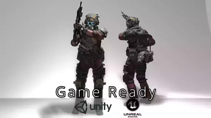 Sci-Fi Character Game Ready - Pilot Low-poly 3D model